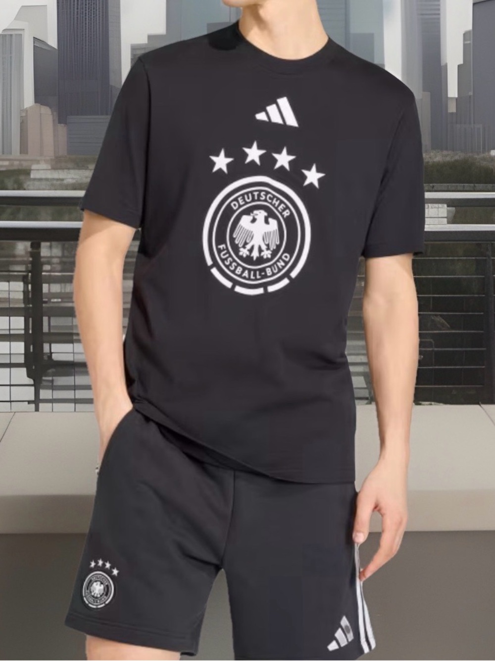Adidas Germany National  Soccer Team Men’s DNA Graphic T-shirt Black M L XL New